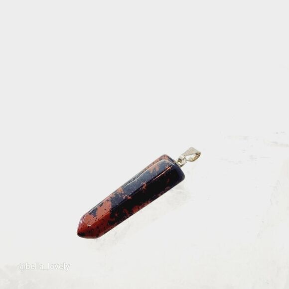 Faceted Mahogany Obsidian Pendulum Handmade Ethnic Hippie Pendant Jewelry 1.43" - Picture 1 of 3